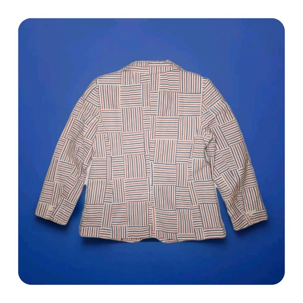 Talbots Sz 4 Patchwork Blazer Jacket Seersucker B… - image 2